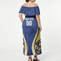 Bay of Plenty 2026 Rugby Custom Off Shoulder Maxi Dress NZ Maori Silver Fern LT14 - Polynesian Pride
