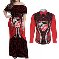 Canterbury 2026 Rugby Custom Couples Matching Off Shoulder Maxi Dress and Long Sleeve Button Shirt NZ Maori Silver Fern