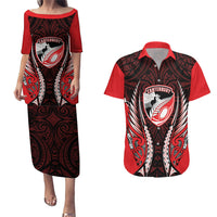 Canterbury 2026 Rugby Custom Couples Matching Puletasi and Hawaiian Shirt NZ Maori Silver Fern