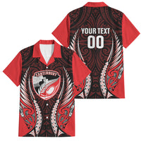 Canterbury 2026 Rugby Custom Family Matching Puletasi and Hawaiian Shirt NZ Maori Silver Fern LT14 Dad's Shirt - Short Sleeve Red - Polynesian Pride