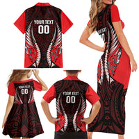 Canterbury 2026 Rugby Custom Family Matching Short Sleeve Bodycon Dress and Hawaiian Shirt NZ Maori Silver Fern