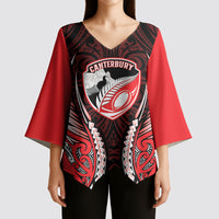 Canterbury 2026 Rugby Custom Kimono Sleeve Blouse NZ Maori Silver Fern