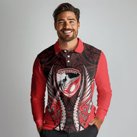 Canterbury 2026 Rugby Custom Long Sleeve Polo Shirt NZ Maori Silver Fern