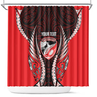 Canterbury 2026 Rugby Custom Shower Curtain NZ Maori Silver Fern