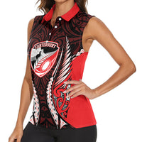 Canterbury 2026 Rugby Custom Women Sleeveless Polo Shirt NZ Maori Silver Fern
