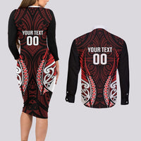 Counties Manukau 2026 Rugby Custom Couples Matching Long Sleeve Bodycon Dress and Long Sleeve Button Shirt NZ Maori Silver Fern