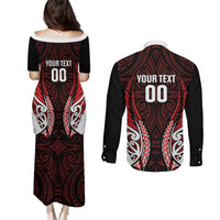 Counties Manukau 2026 Rugby Custom Couples Matching Puletasi and Long Sleeve Button Shirt NZ Maori Silver Fern LT14 - Polynesian Pride