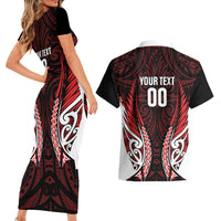 Counties Manukau 2026 Rugby Custom Couples Matching Short Sleeve Bodycon Dress and Hawaiian Shirt NZ Maori Silver Fern