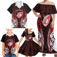 Counties Manukau 2026 Rugby Custom Family Matching Off Shoulder Maxi Dress and Hawaiian Shirt NZ Maori Silver Fern LT14 - Polynesian Pride