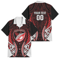 Counties Manukau 2026 Rugby Custom Family Matching Off Shoulder Maxi Dress and Hawaiian Shirt NZ Maori Silver Fern LT14 Dad's Shirt - Short Sleeve Red - Polynesian Pride