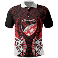 Counties Manukau 2026 Rugby Custom Polo Shirt NZ Maori Silver Fern LT14 Red - Polynesian Pride