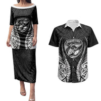 Hawke's Bay 2026 Rugby Custom Couples Matching Puletasi and Hawaiian Shirt NZ Maori Silver Fern LT14 Black - Polynesian Pride