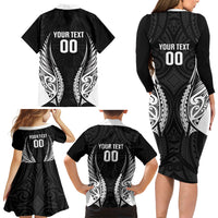 Hawke's Bay 2026 Rugby Custom Family Matching Long Sleeve Bodycon Dress and Hawaiian Shirt NZ Maori Silver Fern
