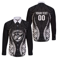 Hawke's Bay 2026 Rugby Custom Family Matching Long Sleeve Bodycon Dress and Hawaiian Shirt NZ Maori Silver Fern LT14 Dad's Shirt - Long Sleeve Black - Polynesian Pride