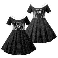 Hawke's Bay 2026 Rugby Custom Family Matching Mermaid Dress and Hawaiian Shirt NZ Maori Silver Fern LT14 Daughter's Dress Black - Polynesian Pride