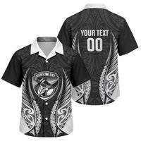 Hawke's Bay 2026 Rugby Custom Family Matching Off Shoulder Maxi Dress and Hawaiian Shirt NZ Maori Silver Fern LT14 Son's Shirt Black - Polynesian Pride