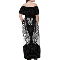 Hawke's Bay 2026 Rugby Custom Off Shoulder Maxi Dress NZ Maori Silver Fern LT14 - Polynesian Pride
