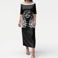 Hawke's Bay 2026 Rugby Custom Puletasi NZ Maori Silver Fern LT14 Long Dress Black - Polynesian Pride