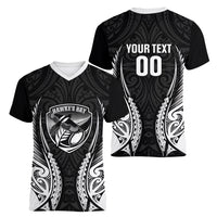 Hawke's Bay 2026 Rugby Custom Women V-Neck T-Shirt NZ Maori Silver Fern
