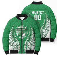 Manawatu 2026 Rugby Custom Bomber Puffer Jacket NZ Maori Silver Fern
