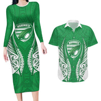 Manawatu 2026 Rugby Custom Couples Matching Long Sleeve Bodycon Dress and Hawaiian Shirt NZ Maori Silver Fern