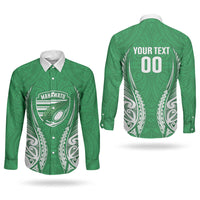 Manawatu 2026 Rugby Custom Couples Matching Off Shoulder Maxi Dress and Long Sleeve Button Shirt NZ Maori Silver Fern LT14 - Polynesian Pride