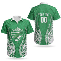 Manawatu 2026 Rugby Custom Couples Matching Off Shoulder Short Dress and Hawaiian Shirt NZ Maori Silver Fern LT14 - Polynesian Pride