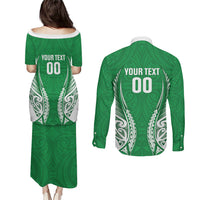 Manawatu 2026 Rugby Custom Couples Matching Puletasi and Long Sleeve Button Shirt NZ Maori Silver Fern LT14 - Polynesian Pride