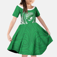 Manawatu 2026 Rugby Custom Family Matching Long Sleeve Bodycon Dress and Hawaiian Shirt NZ Maori Silver Fern