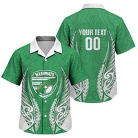 Manawatu 2026 Rugby Custom Family Matching Off Shoulder Maxi Dress and Hawaiian Shirt NZ Maori Silver Fern LT14 Son's Shirt Green - Polynesian Pride
