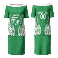 Manawatu 2026 Rugby Custom Family Matching Puletasi and Hawaiian Shirt NZ Maori Silver Fern LT14 Mom's Dress Green - Polynesian Pride
