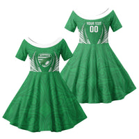 Manawatu 2026 Rugby Custom Family Matching Tank Maxi Dress and Hawaiian Shirt NZ Maori Silver Fern LT14 Daughter's Dress Green - Polynesian Pride