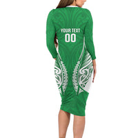 Manawatu 2026 Rugby Custom Long Sleeve Bodycon Dress NZ Maori Silver Fern