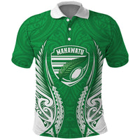 Manawatu 2026 Rugby Custom Polo Shirt NZ Maori Silver Fern LT14 Green - Polynesian Pride