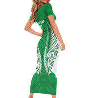 Manawatu 2026 Rugby Custom Short Sleeve Bodycon Dress NZ Maori Silver Fern LT14 - Polynesian Pride