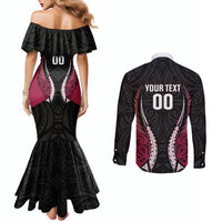 North Harbour 2026 Rugby Custom Couples Matching Mermaid Dress and Long Sleeve Button Shirt NZ Maori Silver Fern LT14 - Polynesian Pride
