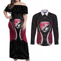 North Harbour 2026 Rugby Custom Couples Matching Off Shoulder Maxi Dress and Long Sleeve Button Shirt NZ Maori Silver Fern