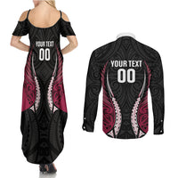North Harbour 2026 Rugby Custom Couples Matching Summer Maxi Dress and Long Sleeve Button Shirt NZ Maori Silver Fern LT14 - Polynesian Pride