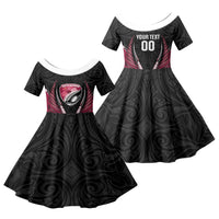 North Harbour 2026 Rugby Custom Family Matching Long Sleeve Bodycon Dress and Hawaiian Shirt NZ Maori Silver Fern LT14 Daughter's Dress Maroon - Polynesian Pride