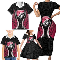 North Harbour 2026 Rugby Custom Family Matching Short Sleeve Bodycon Dress and Hawaiian Shirt NZ Maori Silver Fern