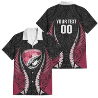 North Harbour 2026 Rugby Custom Family Matching Short Sleeve Bodycon Dress and Hawaiian Shirt NZ Maori Silver Fern LT14 Dad's Shirt - Short Sleeve Maroon - Polynesian Pride