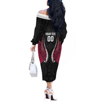North Harbour 2026 Rugby Custom Off The Shoulder Long Sleeve Dress NZ Maori Silver Fern LT14 - Polynesian Pride