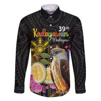 Kadayawan Philippines Family Matching Off The Shoulder Long Sleeve Dress and Hawaiian Shirt Filipino Eagle Happy 39th Anniversary LT14 Dad's Shirt - Long Sleeve Black - Polynesian Pride