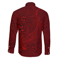 Oxblood Polynesia Family Matching Off The Shoulder Long Sleeve Dress and Hawaiian Shirt Hawaiian Tribal Hammerhead Shark Tattoo LT14 - Polynesian Pride