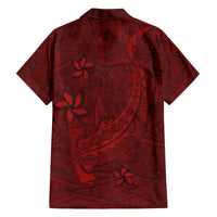 Oxblood Polynesia Family Matching Puletasi and Hawaiian Shirt Hawaiian Tribal Hammerhead Shark Tattoo