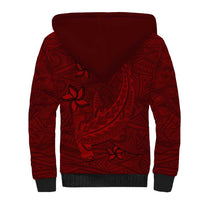 Oxblood Polynesia Sherpa Hoodie Hawaiian Tribal Hammerhead Shark Tattoo