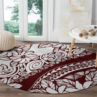 Polynesian Tropical Flowers Oxblood Color Round Carpet LT14 - Polynesian Pride
