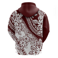 Polynesian Tropical Flowers Oxblood Color Zip Hoodie LT14 - Polynesian Pride