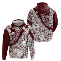Polynesian Tropical Flowers Oxblood Color Zip Hoodie LT14 - Polynesian Pride