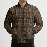 Kioranga Moriori New Zealand Bomber Puffer Jacket Kopi Rakau Carving Art